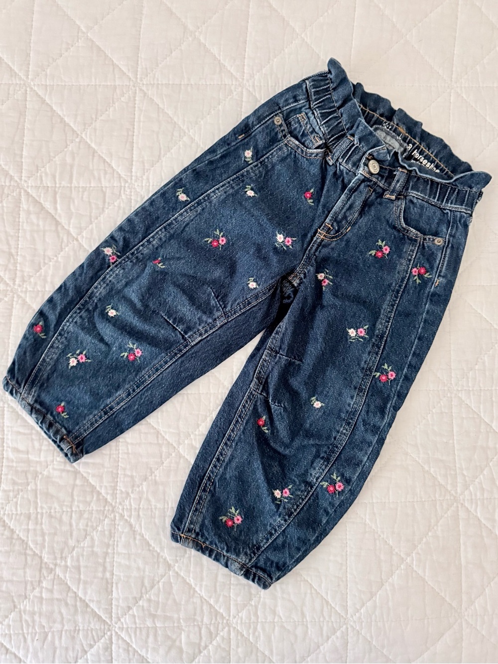 3T GAP Horseshoe Dark Blue Floral Embroidered Kids Jeans